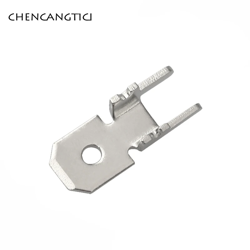 

100 pcs 6.3mm H type pcb terminal lug tin plating brass terminal soldering circuit board welding pin DJ6117-6.3*0.8
