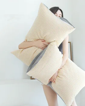 

Junwell 2pc Set Cotton Muslin Pillowcase Sham Simple Design Home Hotel Bedding Soft Pillow Cover Gift For Couple 48X74CM
