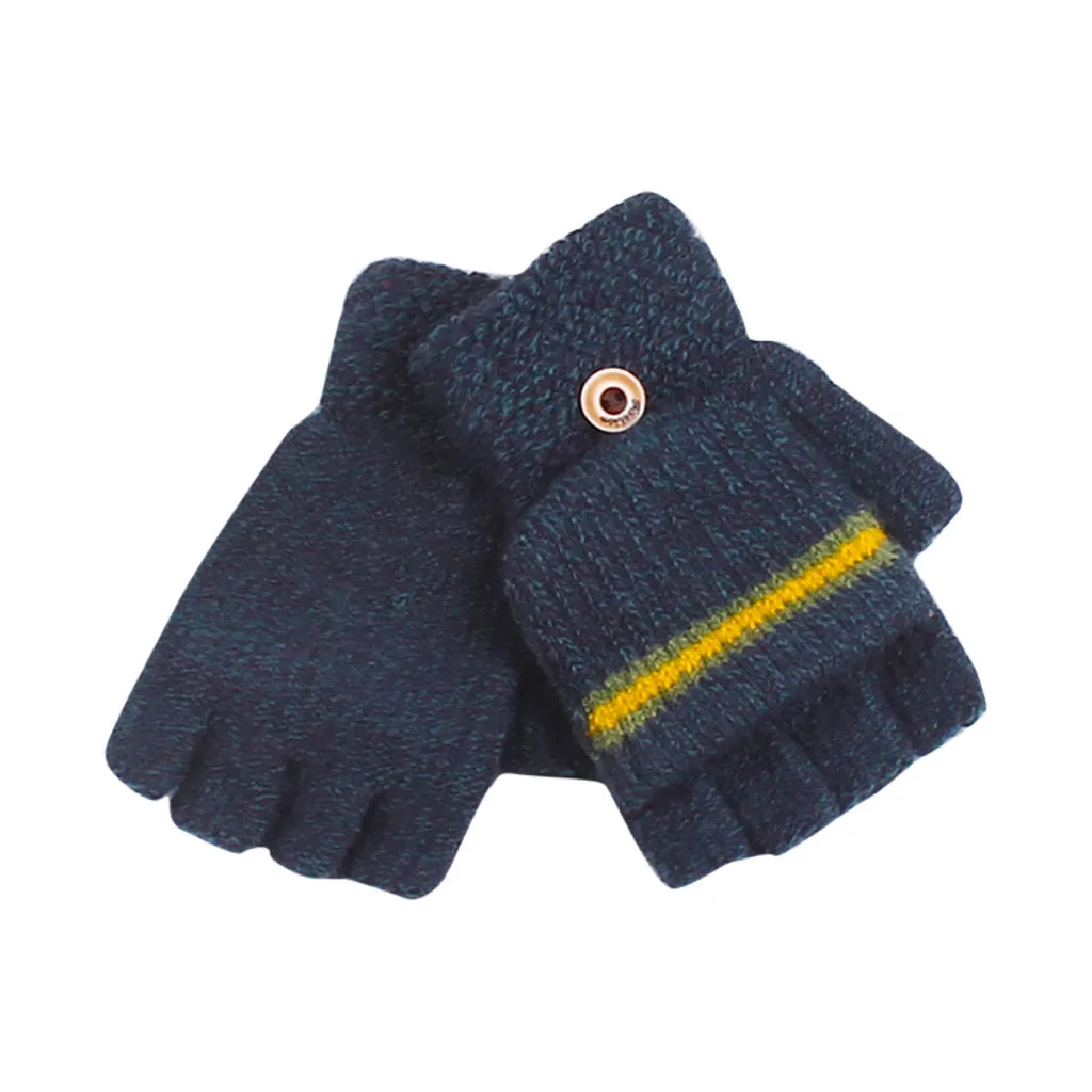 Зимние перчатки для мальчика модные вязаные перчатки без пальцев винтажные полосатые теплые уличные повседневные перчатки Guantes Mujer