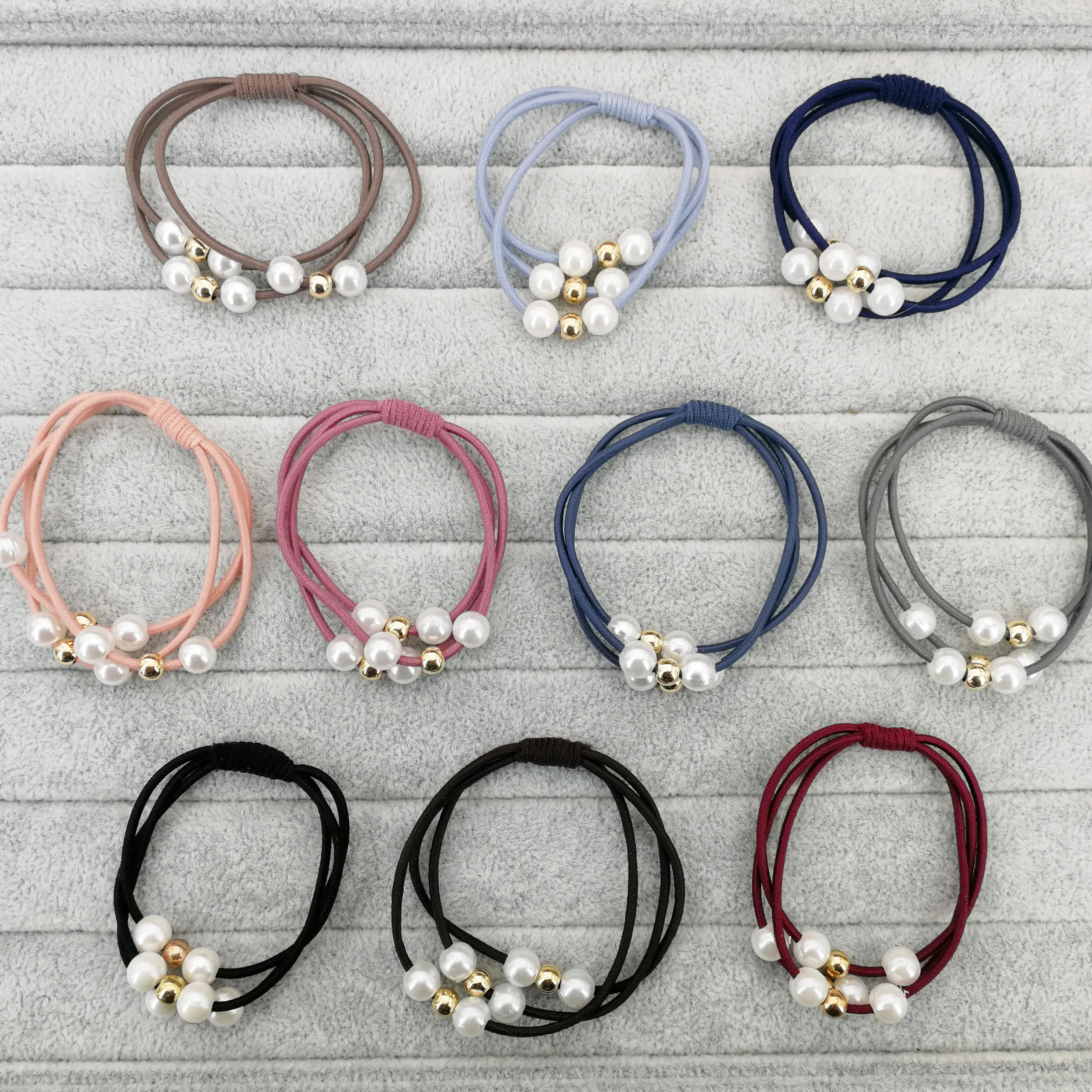 silver hair clips 10pcs/set Basic Knot Pearls Elastic Hair Bands For Women Girls Ponytail Holder Rubber Scrunchies Hair Accessories Set shein hair accessories