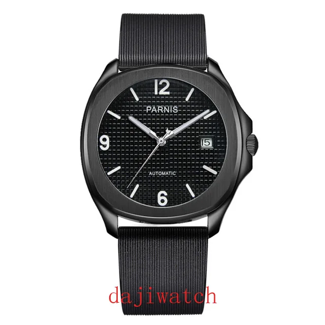 Parnis40mm 821A Miyota синий циферблат данных сапфир Vidro dos homens Relógio automatico iluminaçao Luminosa2019
