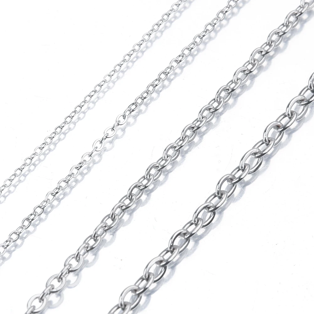 2 Meters Stainless Steel Gold Link Chain Necklace Bulk Cable 1.5mm 2mm