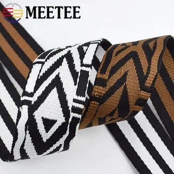 

Meetee 4Meters 5cm 2mm Thick Polyester Jacquard Hollow Webbing Bag Strap Webbing Ribbon DIY Garment Textile Lace Sew Accessories