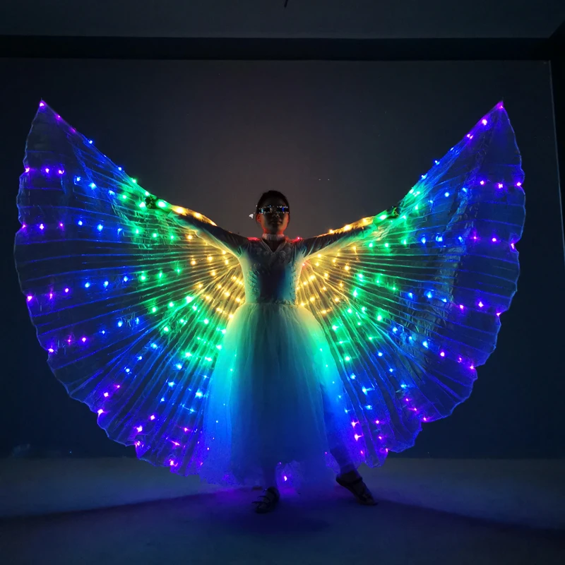 

Belly Dance LED Wings Children Performance Fluorescent Butterfly Isis Wings Belly Dancing Bellydance Carnival Led Costumes Shows