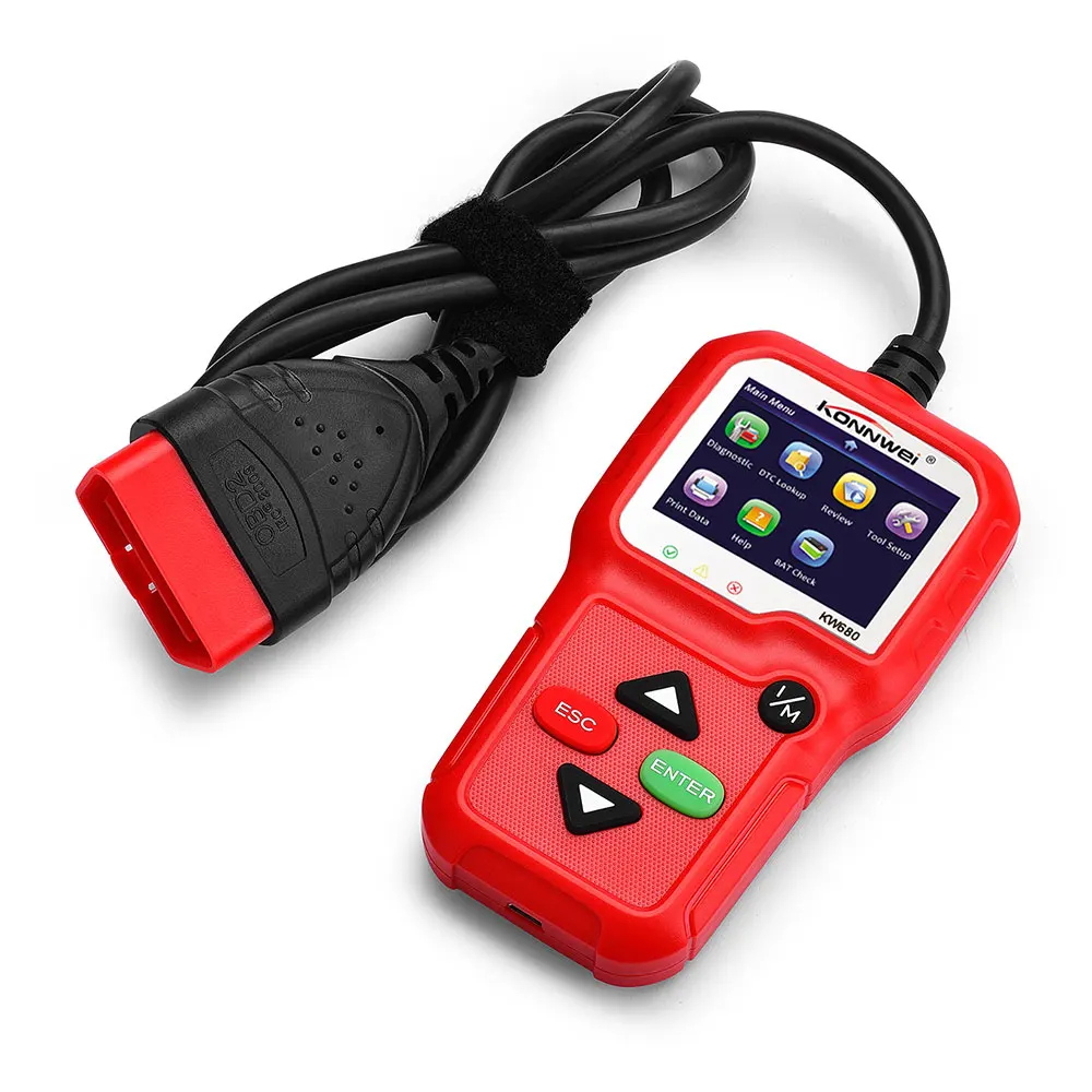 red Vehemo OBD2 автомобильный диагностический сканер automotivo для KONNWEI KW680 Автосканер многоязычный OBD2 obd 2 OBDII Автомобильный сканер - Цвет: red
