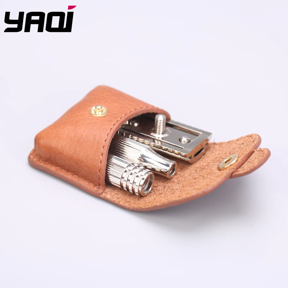 

Yaqi Nickle Color Travel Razor With Leather Pouch