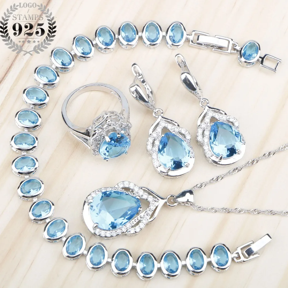 Женский комплект из колье и серёг серебра 925 пробы|wedding jewelry sets|earrings ring setbracelet necklace |