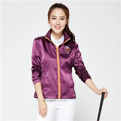 Осенне-зимняя женская куртка для гольфа ветрозащитная ветровка с длинными рукавами женская дышащая одежда для гольфа на молнии Топ D0689 - Цвет: Фиолетовый