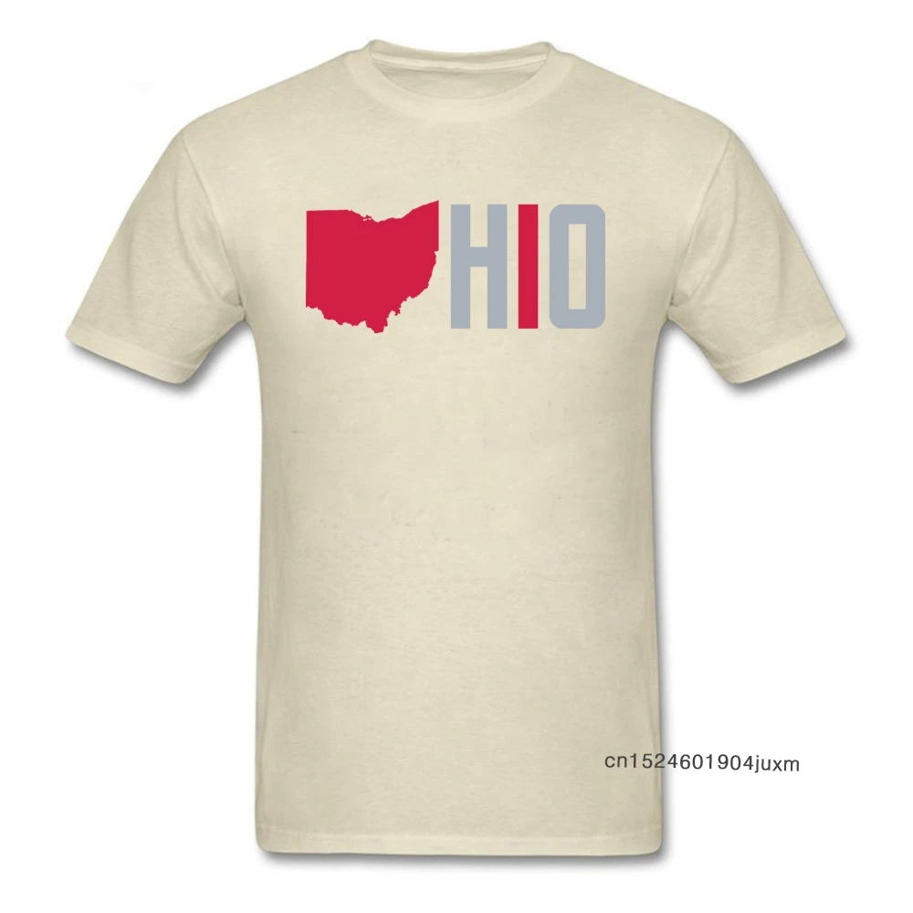 Ohio Типографика Футболка мужская бежевая футболка Повседневная простая с