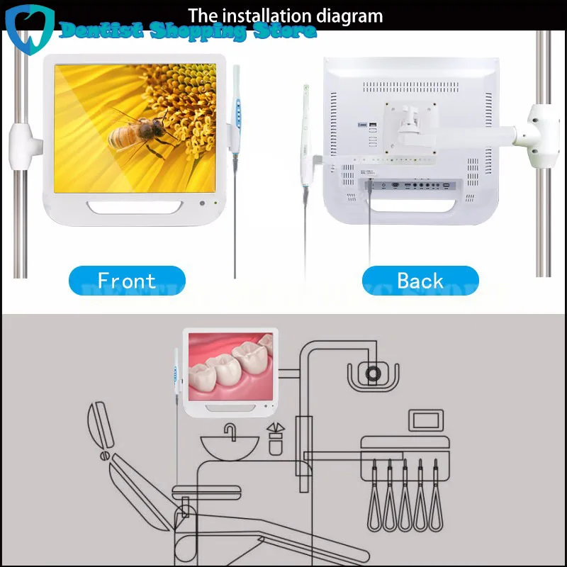  New Arrival 17 Inch Monitor USB / Wifi Intraoral Endoscope Endoscope Camera 6 Led Camera Dental Cam - 4000328465498