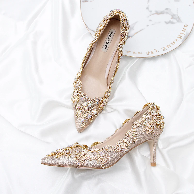 Women's Champagne Gold Bridal Shoes 