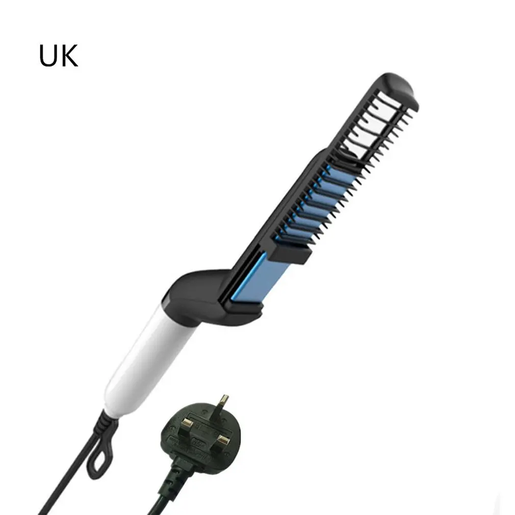 UK plug Профессиональные мужские нагреватели для укладки волос, керамические бигуди, выпрямитель, многофункциональная расческа для волос, щетка для объема волос, выпрямление - Цвет: UK plug