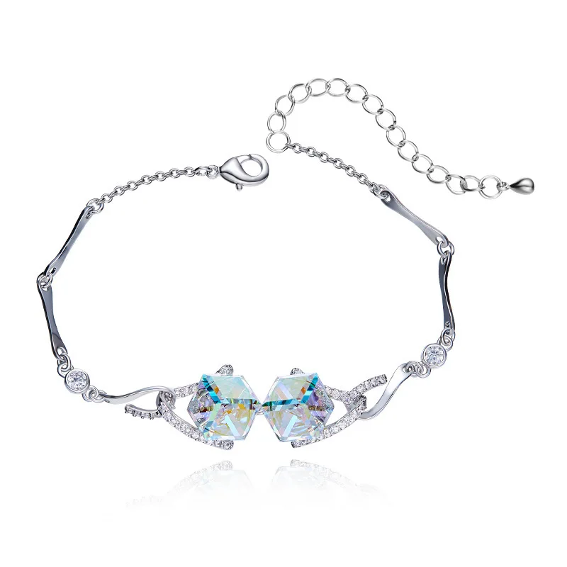 BOSCEN украшенный кристаллами от Swarovski разноцветный браслет для женщин девушка подарок на день рождения милый роскошный квадратный элегантный