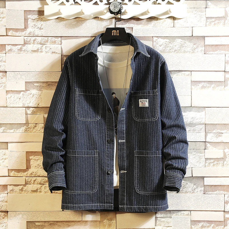 

2020 spring and autumn denim jacket men plus fat handsome Thick clothes Korean version men's windbreaker Black extra large