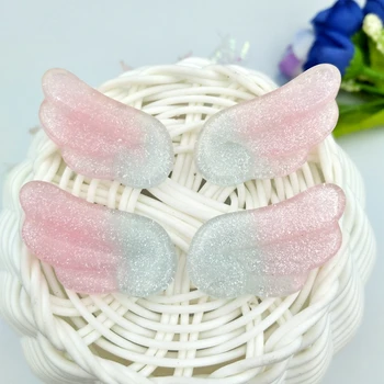 

5 pair Cute glitter Angel Wings For Diy Phone deco Kawaii Flatback Resin Cabochon Scrapbook Embellishment 20*30mm