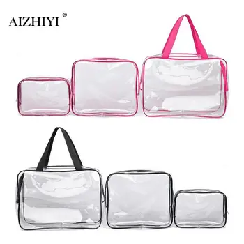 

3PCS/Set Waterproof Transparent Cosmetic Makeup Bag Women Portable Toiletry Kits Cosmetic Organizer Brand Make Up Bags necessair