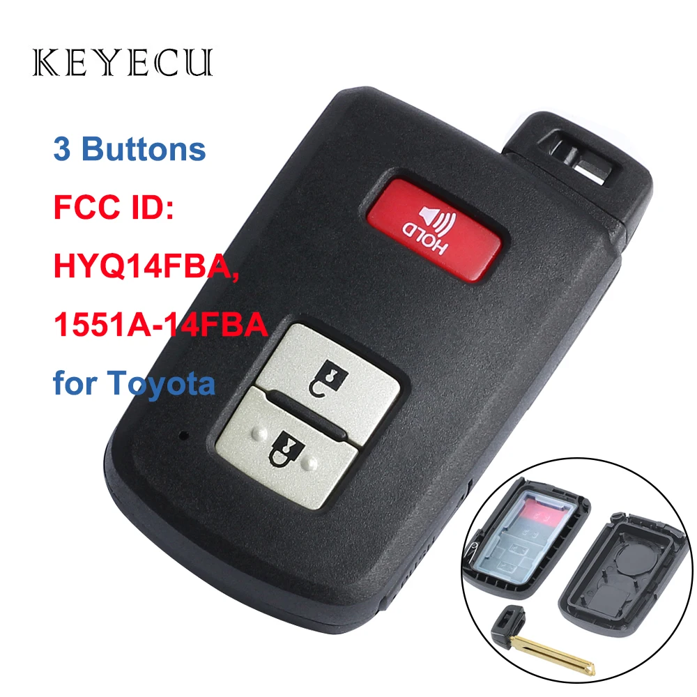 Чехол Keyecu для ключа с дистанционным управлением 2 + 1 кнопки Toyota Avalon Camry RAV4 2012 2013 2014