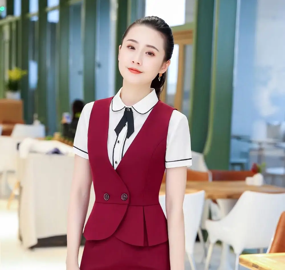 red waistcoat IZICFLY осенний синий формальный жилет для профессионалов для женщин Элегантный Тонкий деловой офисный униформенный стиль женский жилет для работы плюс размер - Цвет: red waistcoat