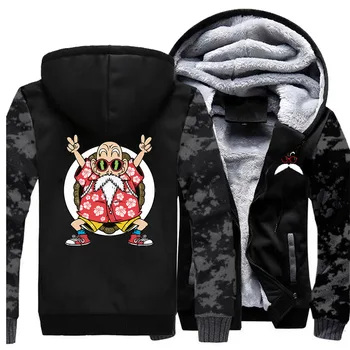 

Master Roshi Dragon Ball Jackets Men Hoodies Japan Anime Sweatshirt Men Zipper Winter Thick Fleece Coat Jackets Camouflage Coats