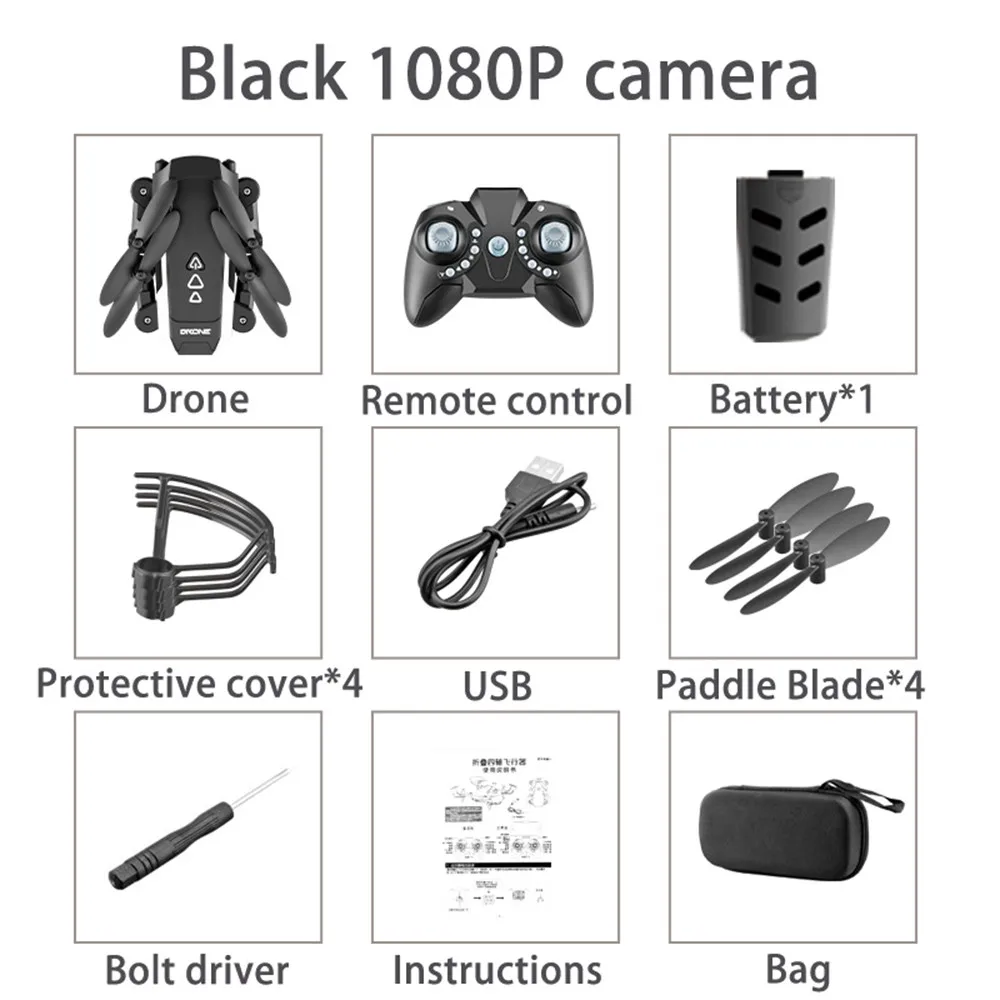 bag Мини 2,4G wifi FPV 2K HD камера Складная Длинная жизнь простое управление RC Квадрокоптер Дрон# EW - Цвет: bag