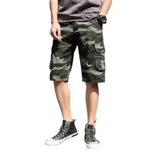 Камуфляжные мужские шорты Карго новые мужские s мужские шорты в повседневном стиле свободные рабочие шорты мужские военные Короткие штаны плюс размер M-4XL без пояса