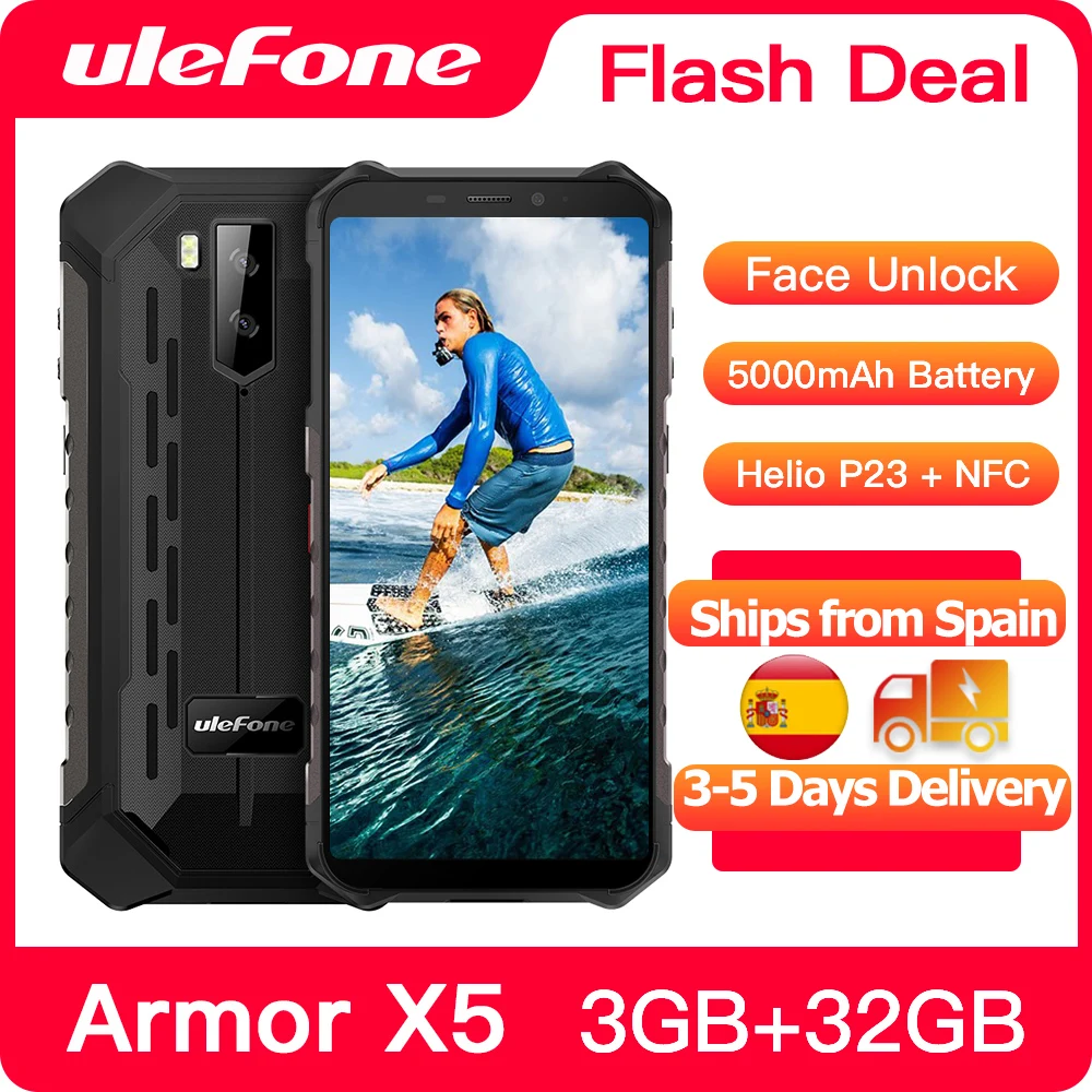 Смартфон Ulefone Armor X5 защищенный Android 10 8 ядер NFC IP68 3 + 32 ГБ 5000 мА · ч 4G LTE|Смартфоны| |