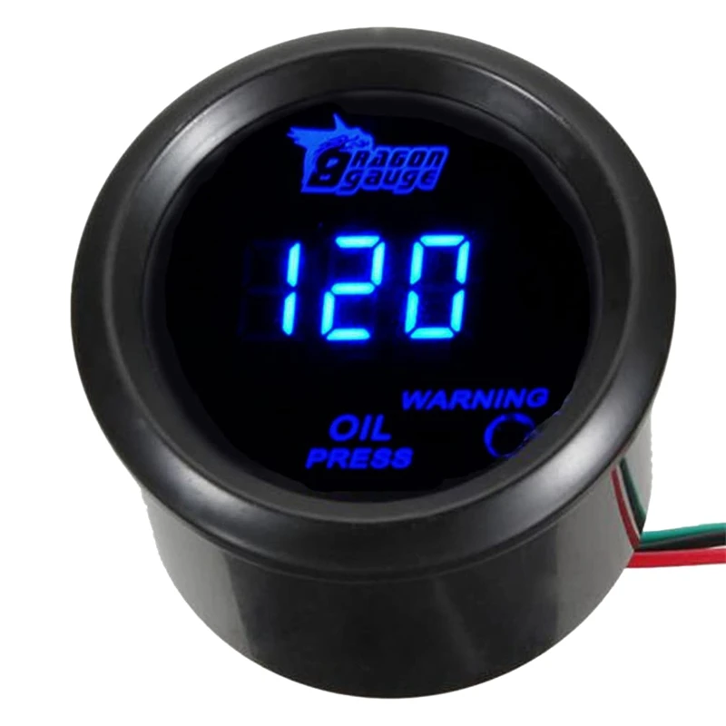Car 2inch 52mm Digital Oil Press Pressure Gauge Blue Led Boost Gauge