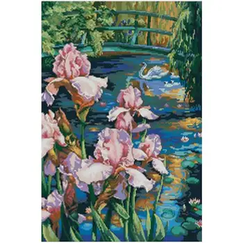 

Iris Pond patterns Counted Cross Stitch 11CT 14CT 18CT DIY Chinese Cross Stitch Kits Embroidery Needlework Sets home decor
