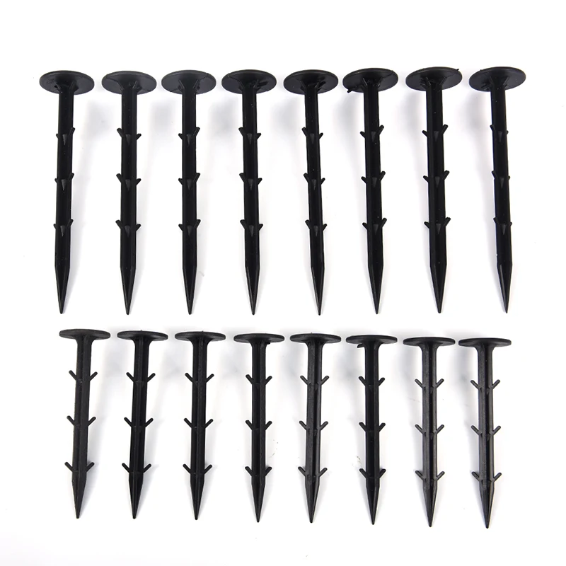 50pcs/Pack Black PP Mulch Shading Pest Control Garden Ground Nail Plastic Film Fixed Pegs Gardening Fixing Tools
