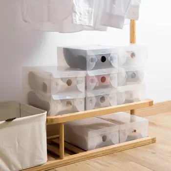 

1Pc Plastic Folding Shoe Box Storage Case Transparen Sundries Storage Box Holder Foldable Shoebox Home Bedroom Organizer