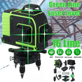 

Level Laser-16 Line 360 Horizontal Vertical Cross 3D Green Light Laser Level Self-Leveling Measure Super Powerful Laser Beam