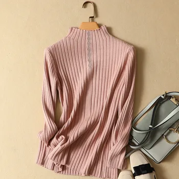 

2020 Winter New Solid Women Sweaters Turtleneck Slim Thicken Pulls Office Lady Elegant Knitted Sweaters Top Quality