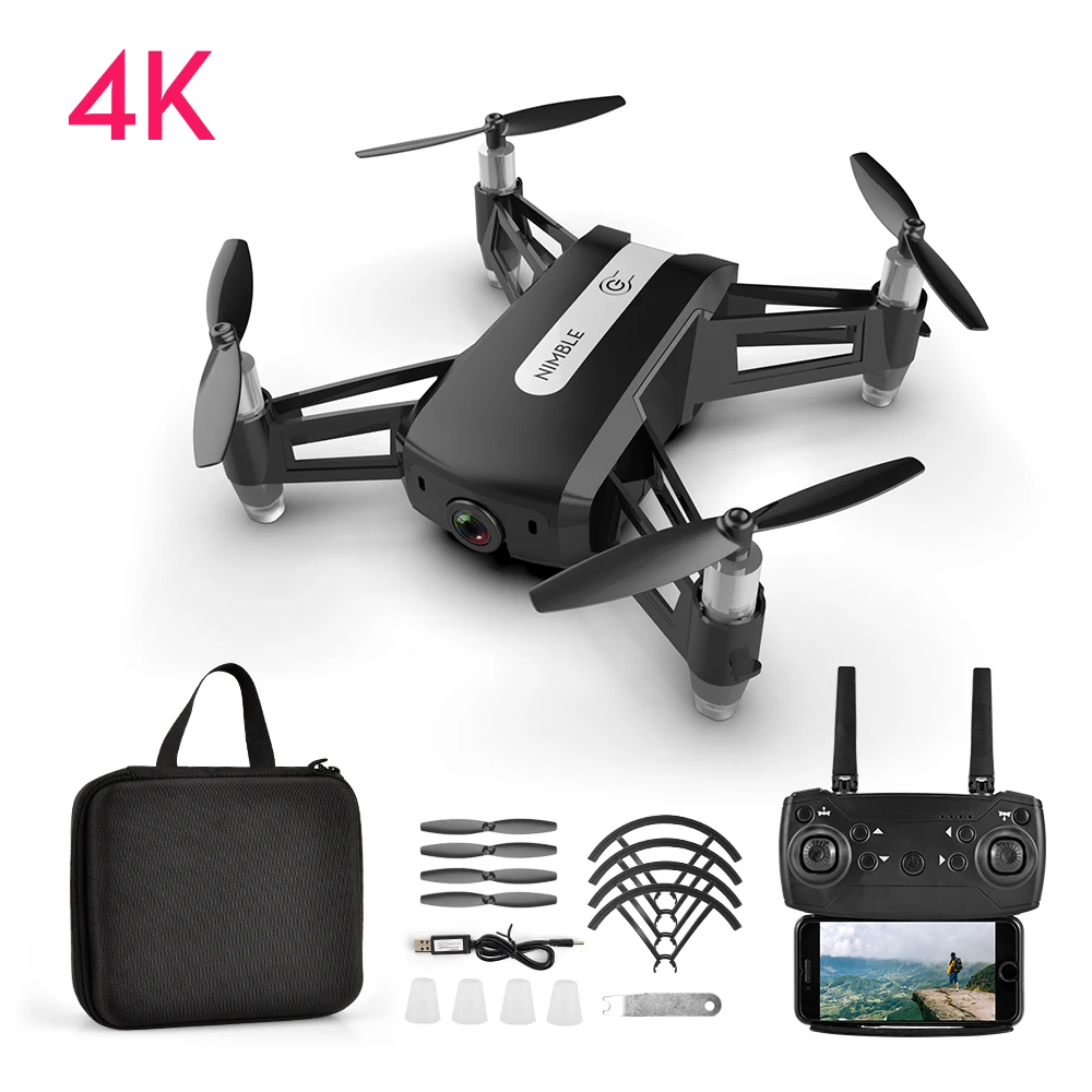 Black 4K bag Радиоуправляемый Дрон 4K с HD камерой WiFi 1080 широкоугольная камера следуя за мной Квадрокоптер FPV Квадрокоптер складной рычаг удержание высоты VS D2 - Цвет: Black 4K bag