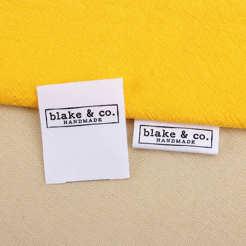 

Custom Sewing label, Logo or Text - fold Tags, Personalized Brand , Customized with Your Business Name (MD3081)