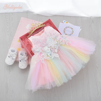 

Yoliyolei Newborn Baby Girl Dress Gift 1 Year Birthday Dress Fashion Lovely Princess Baby Dress Infant Clothing Toddler Clothes