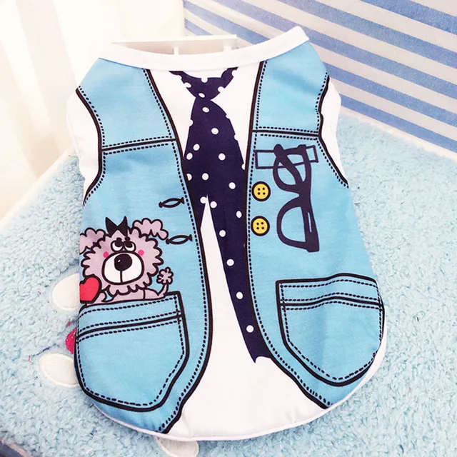 Cartoon Dog Shirt Summer Small Dog Clothes Chihuahua Tshirt Puppy Vest Yorkshire Terrier Pet Clothes Ropa Perro Pets Clothing 2