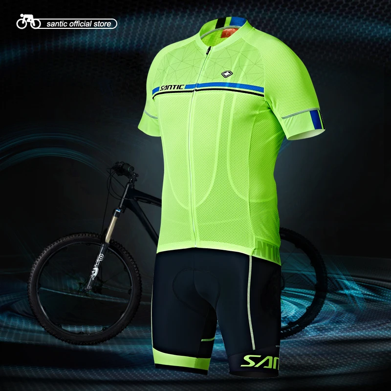 Santic мужские велосипедные шорты Джерси велосипедные рубашки с коротким рукавом 4 цвета Pro Fit противоскользящие рукава манжета одежда для шоссейного велосипеда M7C02107V