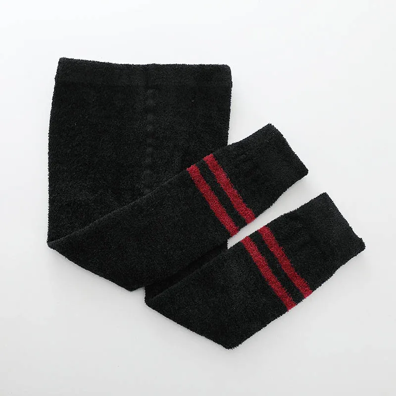 Black Thicken Kids Girls Tight Bottom Pants for Children Girls Pant Stripe Bottom Elastic Waist Long Pants Kids Trousers Baby Clothing - Цвет: Black