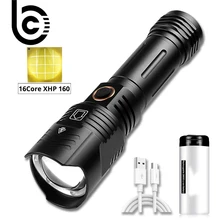

Super Bright XHP160 LED Flashlight Powerful XHP99 Waterproof Torch USB Rechargeable 18650 Lantern Portable Zoom Camping Light