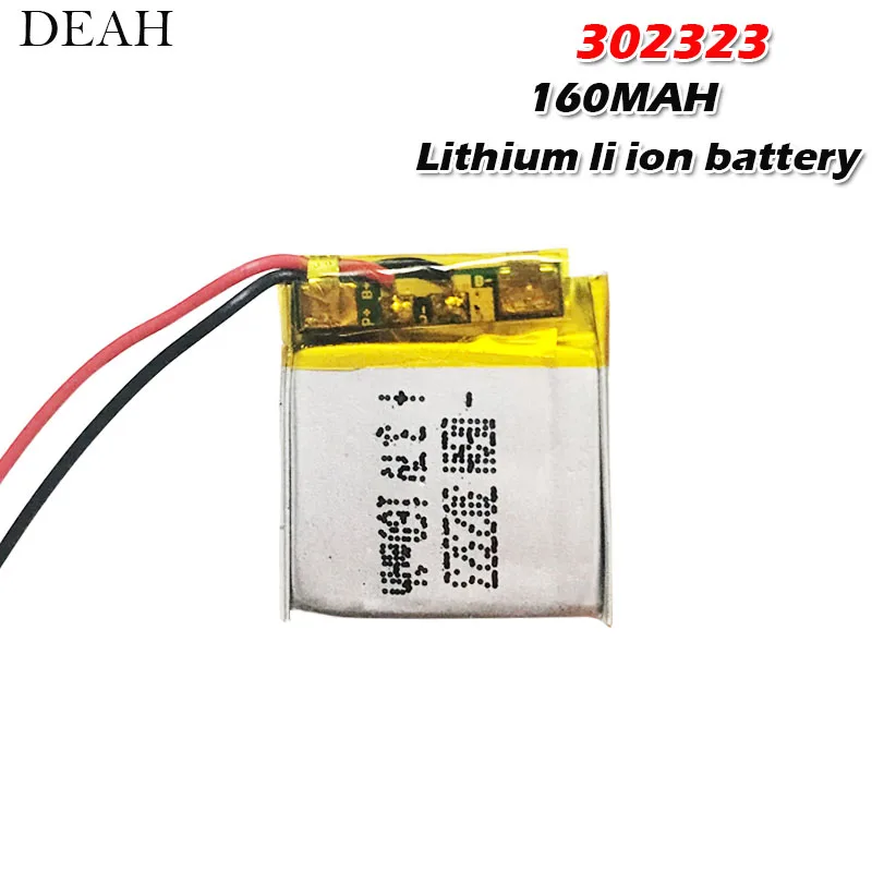 

3.7V 160mAh 302323 Lithium Polymer Li-Po li ion Rechargeable Battery For toys speaker Tachograph MP3 MP4 GPS Bluetooth Lipo cell