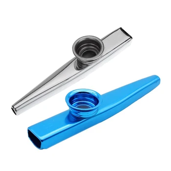 

Dropship-Kazoo Aluminum Alloy Metal With 5 Pcs Gifts Flute Diaphragm For Children Music-Lovers, Blue & Silver(2Set)