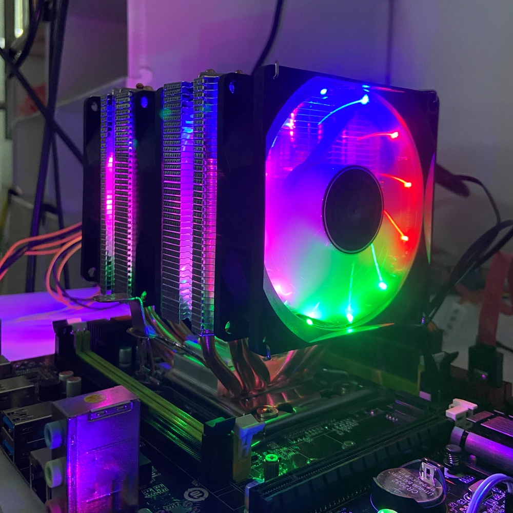 Tishric Tubos de Calor Cpu Ventilador Refrigeração Cooler Pinos Pwm Rgb pc para Intel Lga 1150 1151 1155 1200 1366 2011 X79 X99 Am3 Am4 - Imagem 6