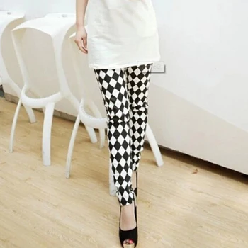 

Casual Black White Vertical Striped Printed Women Leggings Fashion Elasticity Ankle Length Pant Female Fitness Legging