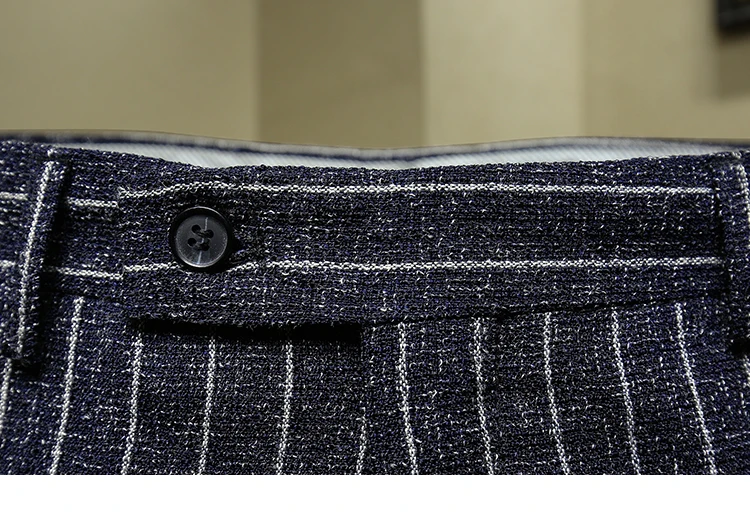 Мужские брюки темно-синие полосатые уличные мужские офисные деловые модные тонкие повседневные мужские брюки 30-36