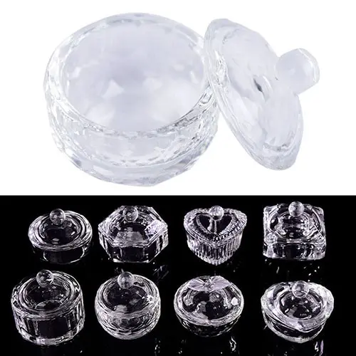 1 adet akrilik tırnak bardak temizle kristal cam Dappen bulaşık kapaklı kase bardak sıvı tutucu konteyner manikür ekipmanları tırnak sanat aracı