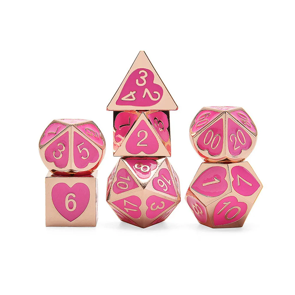 7pcsset Metal Dice With Black Drawstring Bag D4 D6 D8 D10 D% D12 D20 Polyhedral TRPG DND Board Game Entertainment Dice BC0265 (6)