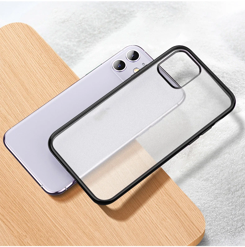 Матовый Прозрачный чехол для телефона iPhone 11 Pro Max чехол s для iPhone 6 6S 7 8 Plus X XS XR мягкий карамельный цвет чехол Fundas - Цвет: Black