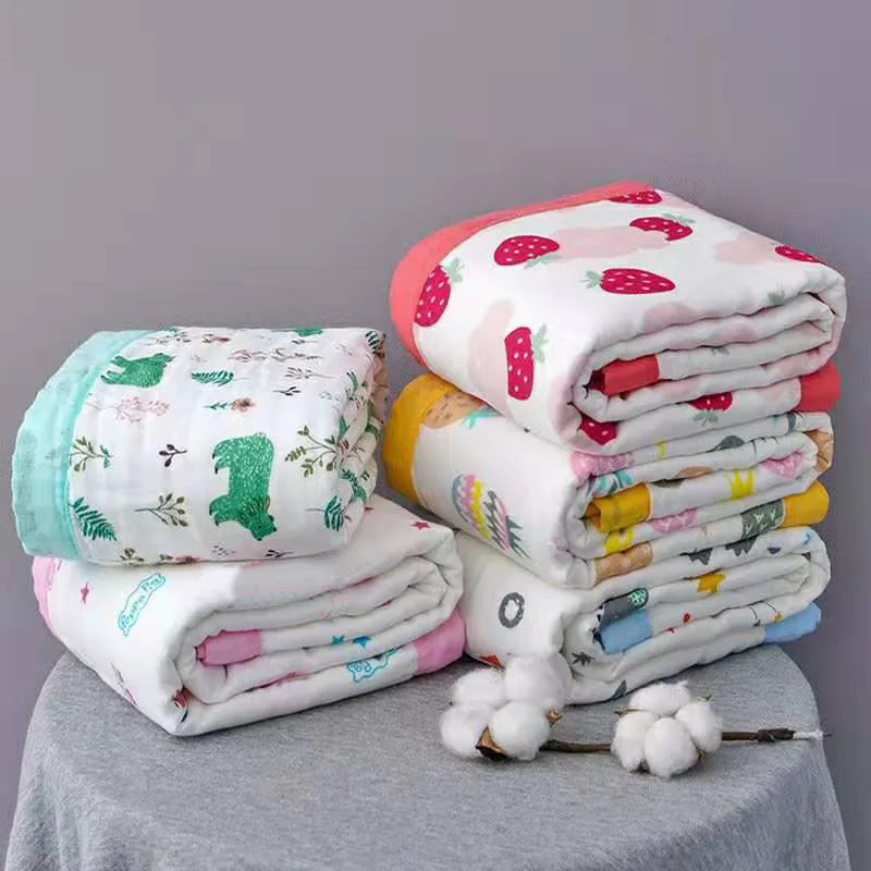 110x110cm 120x150cm 6 Layers Muslin Baby Blankets For Beds Cotton Newborn Blanket Baby Receiving Blankets Swaddling Blanket