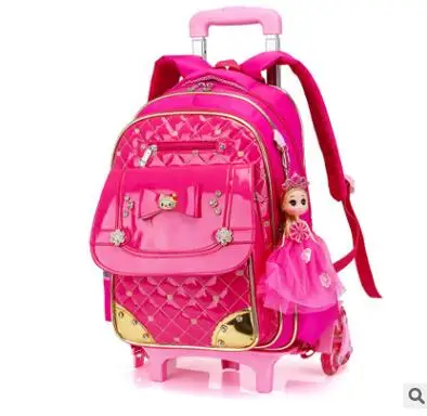 Kid's School Bag on Wheels Children Luggage Rolling Bags Wheeled Bag Backpacks for Girls Travel Trolley Backpack Bags for Girls