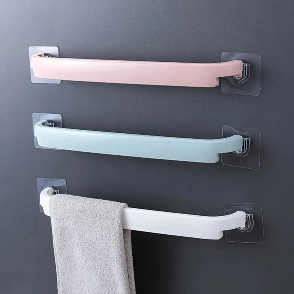 Selfstick Towel Holder Rack Wall Mounted Bathroom Towel Bar Shelf